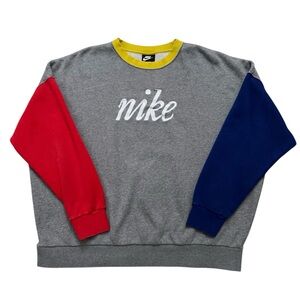 Nike Sweatshirt Mens 2XL VTG 80s Style Pullover Crewneck Colorblock CJ6278-071